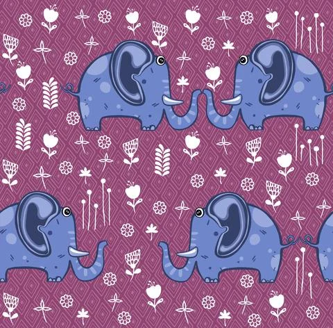 Beautiful seamless pattern enamored elephants. animal illustration Illustrazione stock