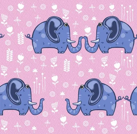Beautiful seamless pattern enamored elephants . animal illustration Stock Illustration