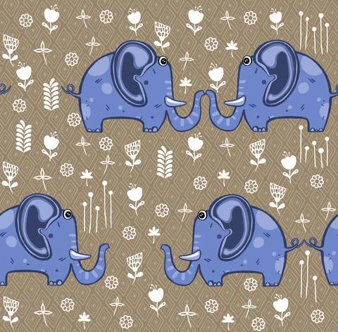 Beautiful seamless pattern enamored elephants . animal illustration Stock Illustration