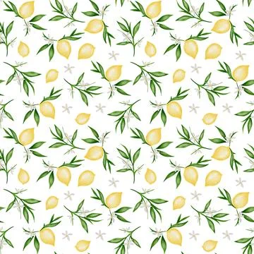 Beautiful seamless pattern featuring fresh summer fruits and vibrant greenery Stock Illustration