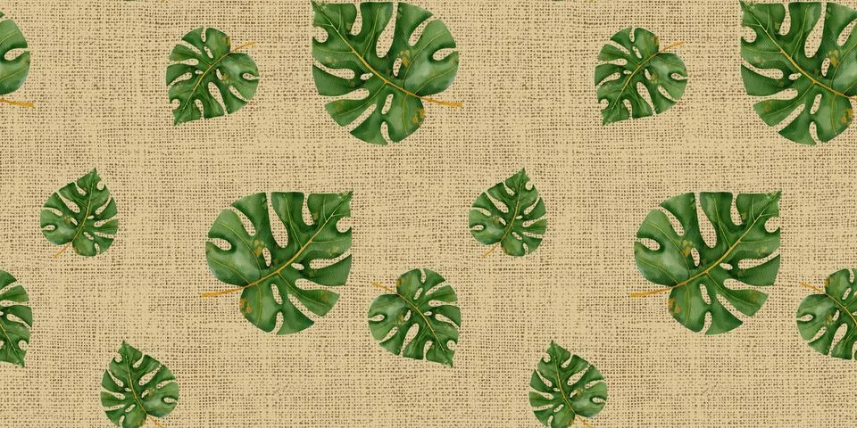 Beautiful seamless pattern featuring lush tropical leaves on textured background Stock Illustration