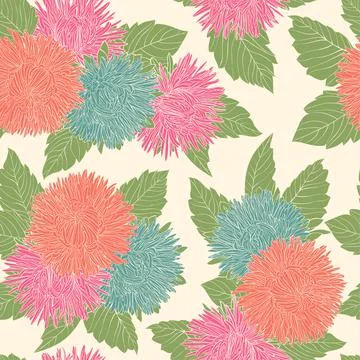 Beautiful seamless pattern with flowers asters. design for greeting cards and Stock Illustration