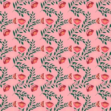 Beautiful Seamless Pattern with Flowers Stock Illustration