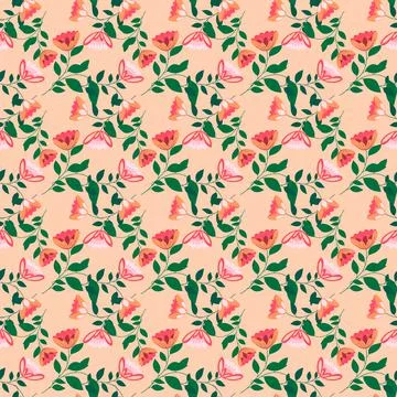 Beautiful Seamless Pattern with Flowers Stock Illustration