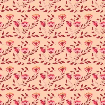 Beautiful Seamless Pattern with Flowers Illustrazione stock