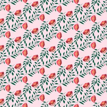 Beautiful Seamless Pattern with Flowers Illustrazione stock