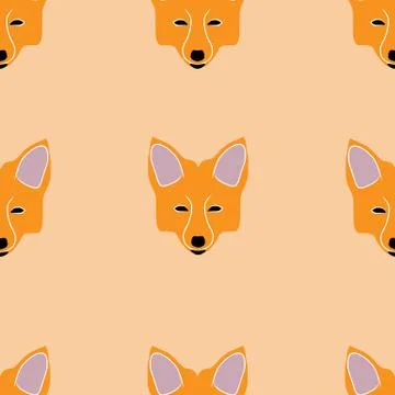 Beautiful seamless pattern of fox in vector. Stock Illustration