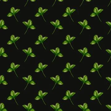 Beautiful seamless pattern of fresh strawberries and green leaves in waterc.. Stock Illustration