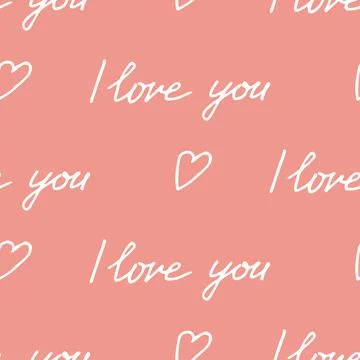Beautiful seamless pattern for gift paper design. I love you words vector Stock Illustration