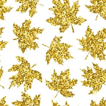 Beautiful seamless pattern golden maple leaves on white background. design .. Illustrazione stock