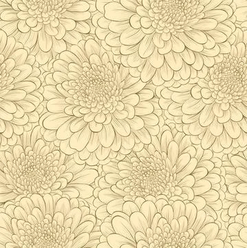 Beautiful seamless pattern with hand-drawn flowers in vintage colors Stock Illustration