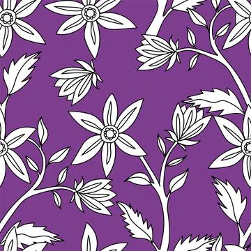Beautiful seamless pattern with hand drawn flowers. Stock illustration. Stock Illustration