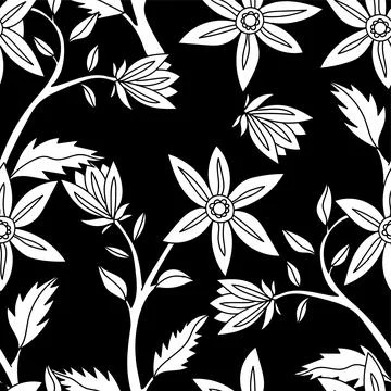 Beautiful seamless pattern with hand drawn flowers. Stock illustration. Stock Illustration