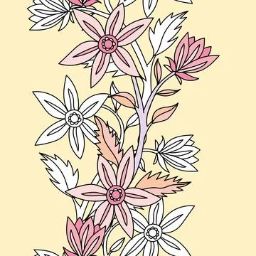 Beautiful seamless pattern with hand drawn flowers. Stock illustration. Stock Illustration