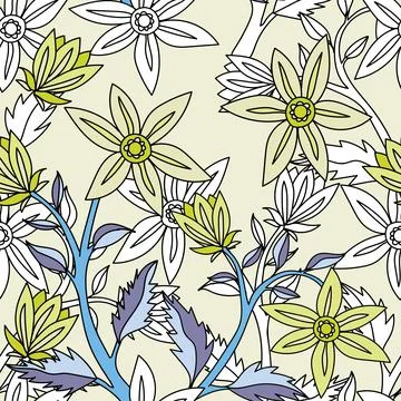 Beautiful seamless pattern with hand drawn flowers. Stock illustration. Stock Illustration