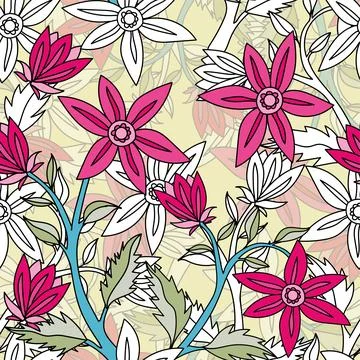 Beautiful seamless pattern with hand drawn flowers. Stock illustration. Illustration