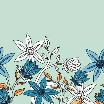 Beautiful seamless pattern with hand drawn flowers. Stock illustration. Stock Illustration