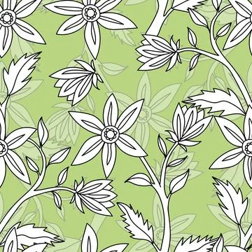 Beautiful seamless pattern with hand drawn flowers. Stock illustration. Stock Illustration