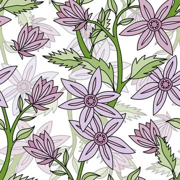 Beautiful seamless pattern with hand drawn flowers. Stock illustration. Stock Illustration