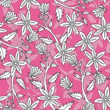 Beautiful seamless pattern with hand drawn flowers. Stock illustration. Stock Illustration