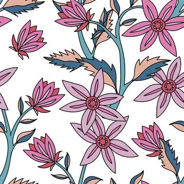 Beautiful seamless pattern with hand drawn flowers. Stock illustration. Stock Illustration