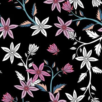 Beautiful seamless pattern with hand drawn flowers. Stock illustration. Illustrazione stock
