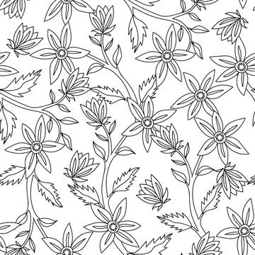 Beautiful seamless pattern with hand drawn flowers. Stock illustration. Stock Illustration