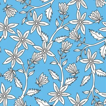 Beautiful seamless pattern with hand drawn flowers. Stock illustration. Illustrazione stock
