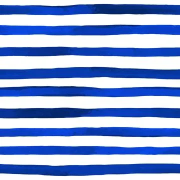 Beautiful seamless pattern with horizontal blue watercolor stripes. hand pa.. Stock Illustration