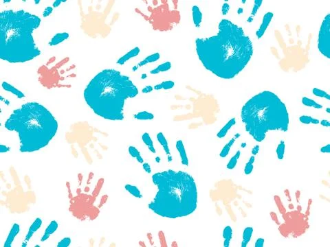 Beautiful seamless pattern of the human palm of the hand. Vector illustration Stock Illustration