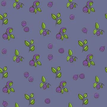 Beautiful seamless pattern with natural fresh blueberries Stock Illustration