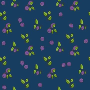 Beautiful seamless pattern with natural fresh blueberries Illustrazione stock