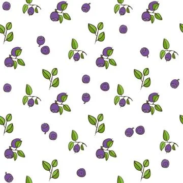 Beautiful seamless pattern with natural fresh blueberries Illustrazione stock