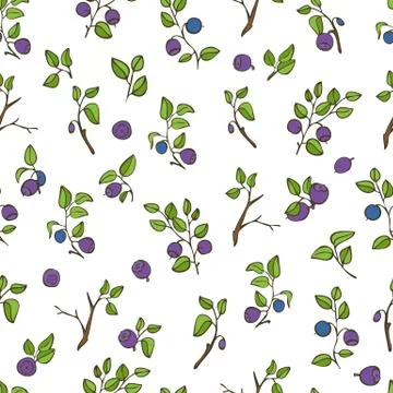 Beautiful seamless pattern with natural fresh blueberries Stock Illustration