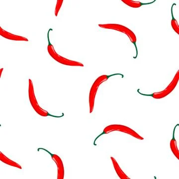 Beautiful seamless pattern with red chilli pepper. 스톡 일러스트