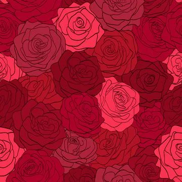 Beautiful seamless pattern in red roses ? Stock Illustration