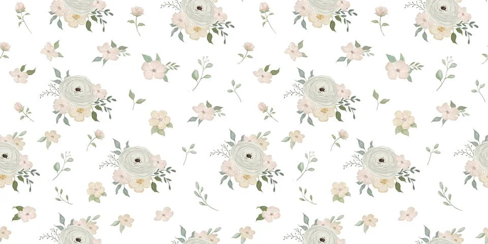 Beautiful seamless pattern, repeating romantic aquarelle motif with hand pa.. Stock Illustration