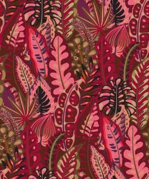 Beautiful seamless pattern with ropical jungle palm leaves. Stock Illustration