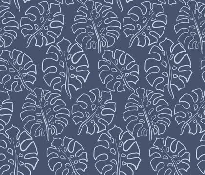 Beautiful seamless pattern with ropical jungle palm leaves. Stock Illustration