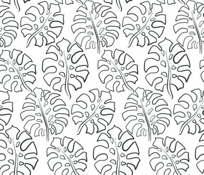 Beautiful seamless pattern with ropical jungle palm leaves. Stock Illustration