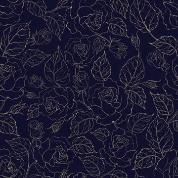 Beautiful seamless pattern of roses Stock Illustration