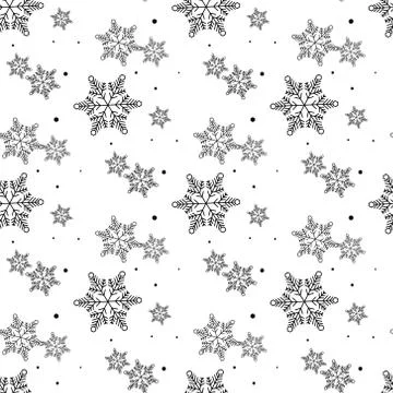 Beautiful seamless pattern with snowflake circle. Vector illustration. Winter Stock Illustration