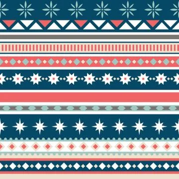 Beautiful seamless pattern with stripes and snowflake. Winter background for Stock Illustration