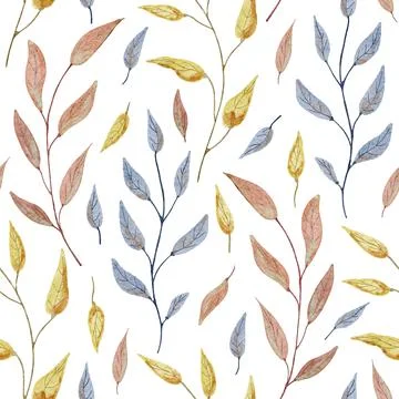 Beautiful seamless pattern with tree branches on white Stock Illustration