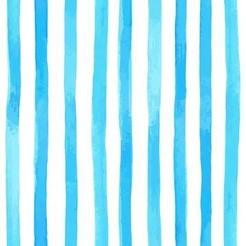Beautiful seamless pattern with vertical blue watercolor stripes. hand pain.. Stock Illustration