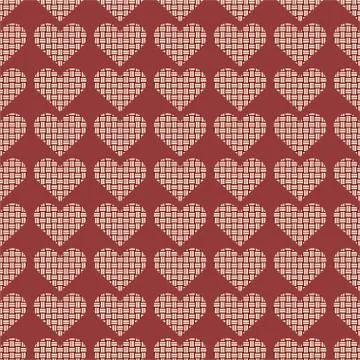 .beautiful seamless pattern with a wicker heart on a pink background for the  Stock Illustration