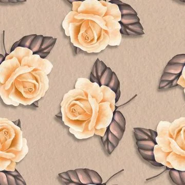 Beautiful seamless pattern with yellow roses Stock Illustration