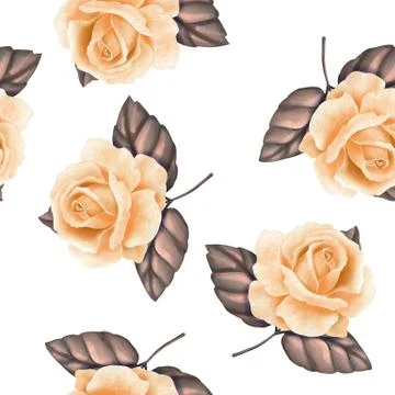 Beautiful seamless pattern with yellow roses Stock-Illustration