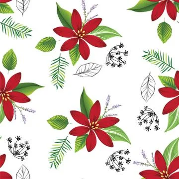 Beautiful seamless red flower pattern Stock Illustration