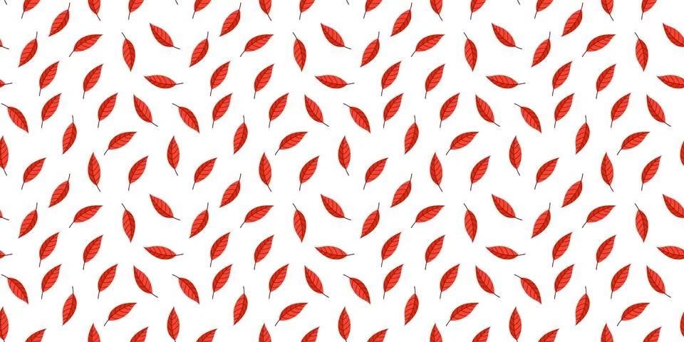 A Beautiful Seamless Red Leaf Pattern Set on a Crisp White Background for A.. Illustrazione stock